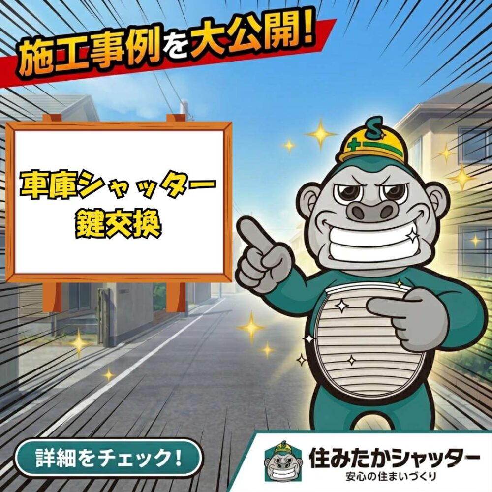 【福岡市】車庫シャッターの鍵(シリンダー錠)交換&全体メンテナンス!